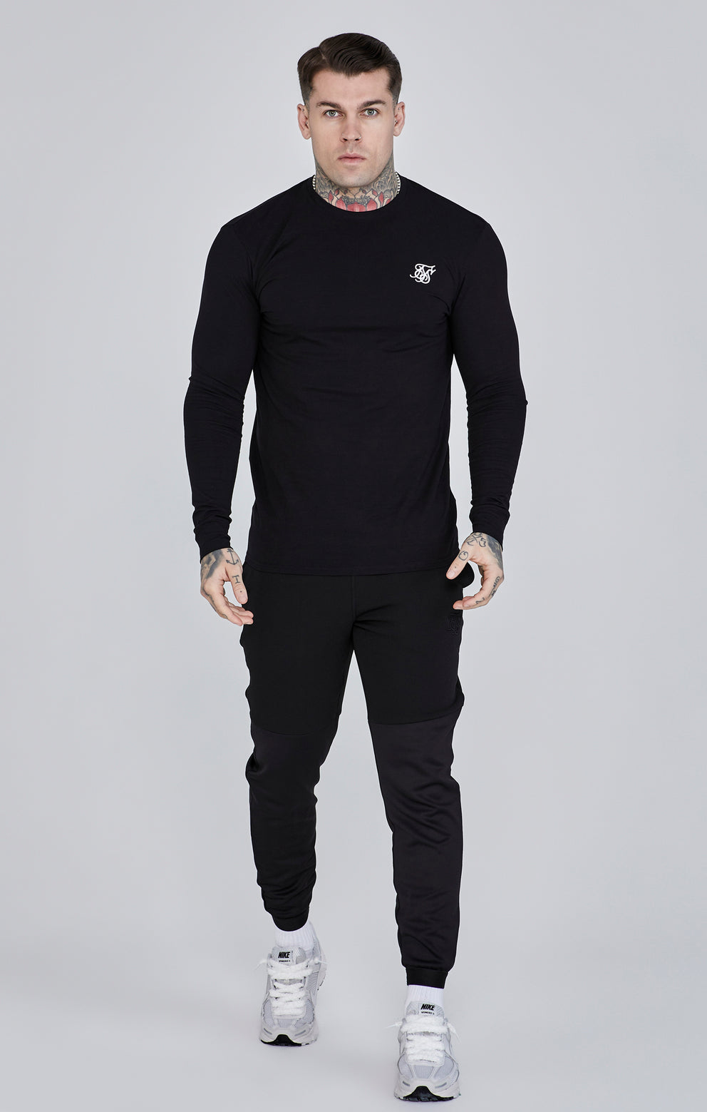 SIKSILK Bluzka z długim rękawem Long Sleeve T-Shirt SS-28461 czarna