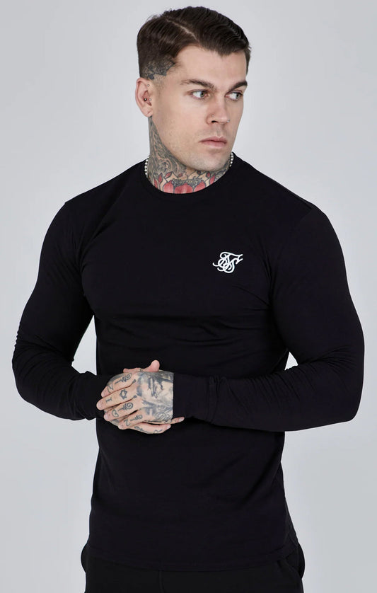 SIKSILK Bluzka z długim rękawem Long Sleeve T-Shirt SS-28461 czarna