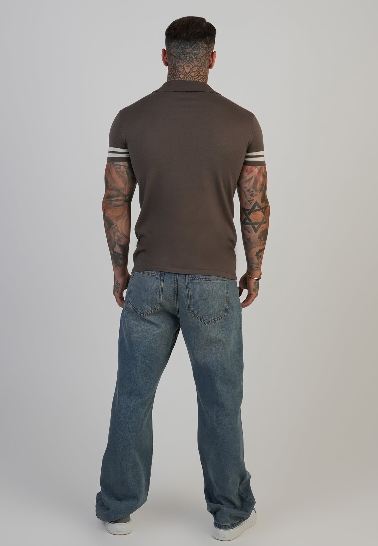 SIKSILK koszulka polo brązowa SS-28154 Brown Tournament Revere Polo