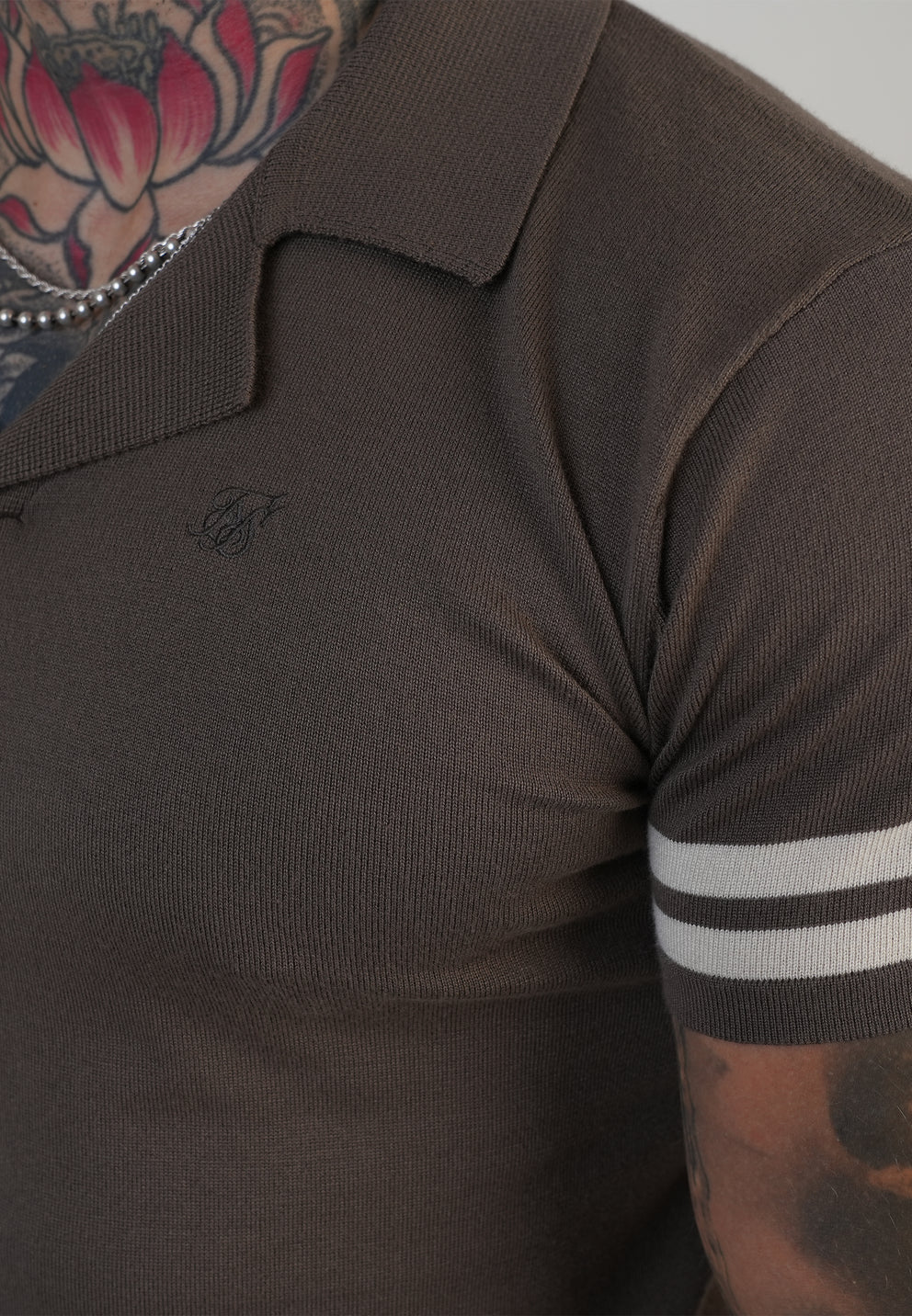 SIKSILK koszulka polo brązowa SS-28154 Brown Tournament Revere Polo