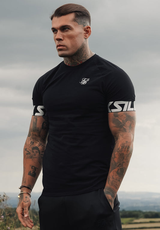 SIKSILK T-shirt męski czarny SS-28434 Tech T-shirt