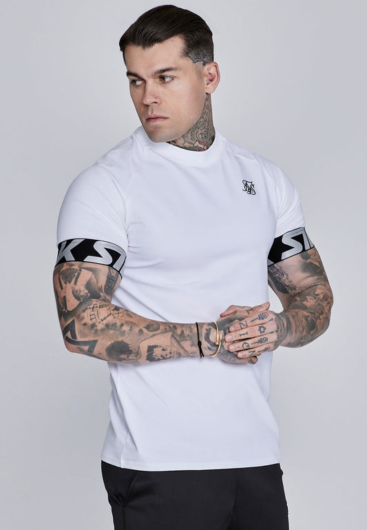 SIKSILK T-shirt męski biały SS-28435 Tech T-shirt