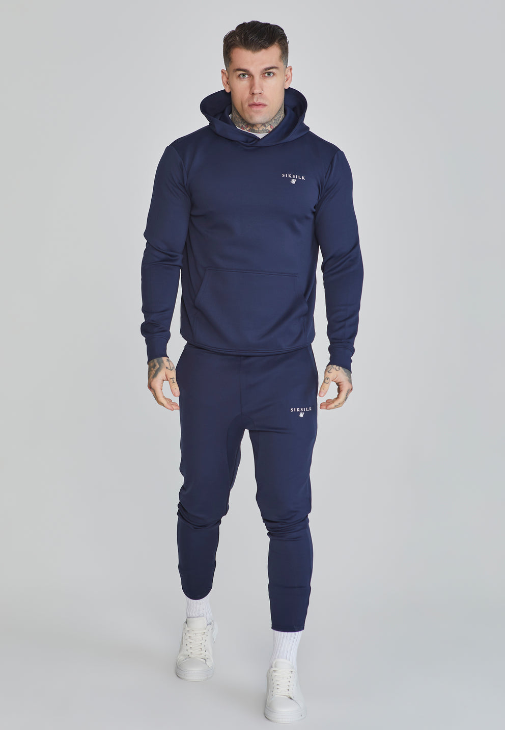 SIKSILK bluza dresowa niebieska SS-26416 Essentials Poly Hoodie
