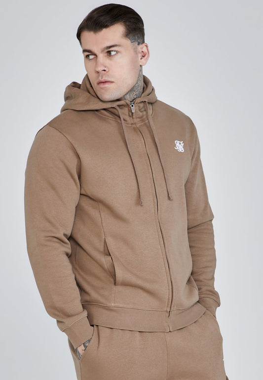 Siksilk Essentials Full Zip Hoodie SS-26984 Bluza z Kapturem Rozpinana brązowa