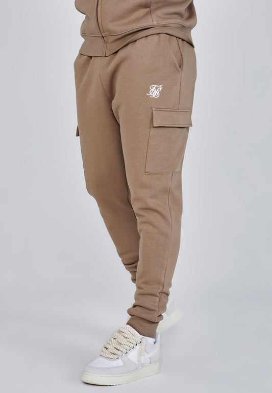Siksilk Essentials Cargo Joggers SS-27096 Spodnie dresowe brązowe