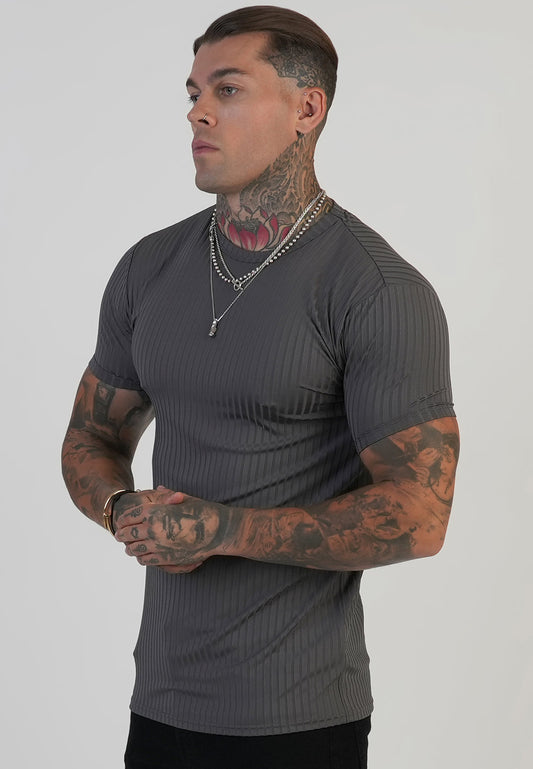 SIKSILK T-shirt męski szary SS-28630 Muscle Fit T-Shirt