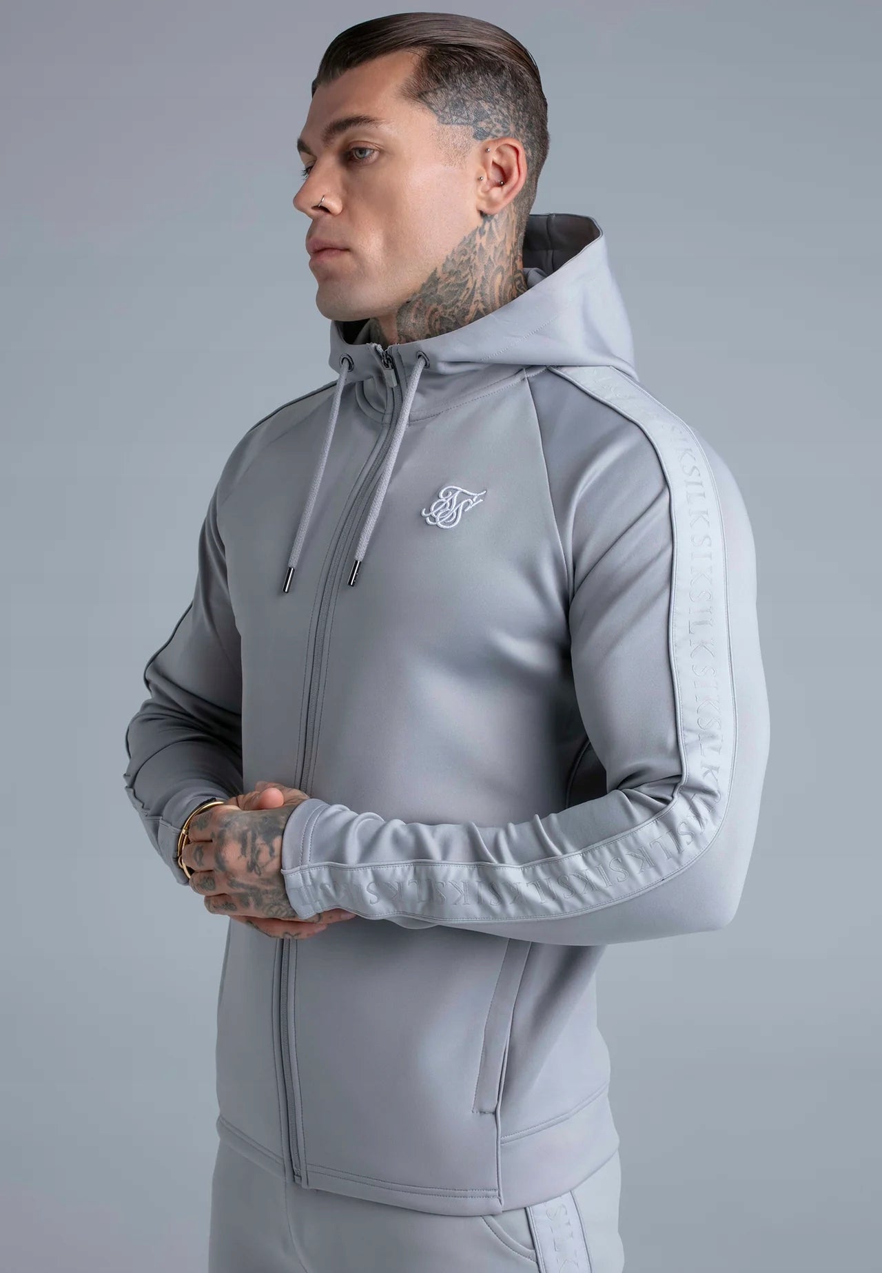 SIKSILK dresy męskie Hoodie and Joggers Set SS-28330 szare rozmiar XL