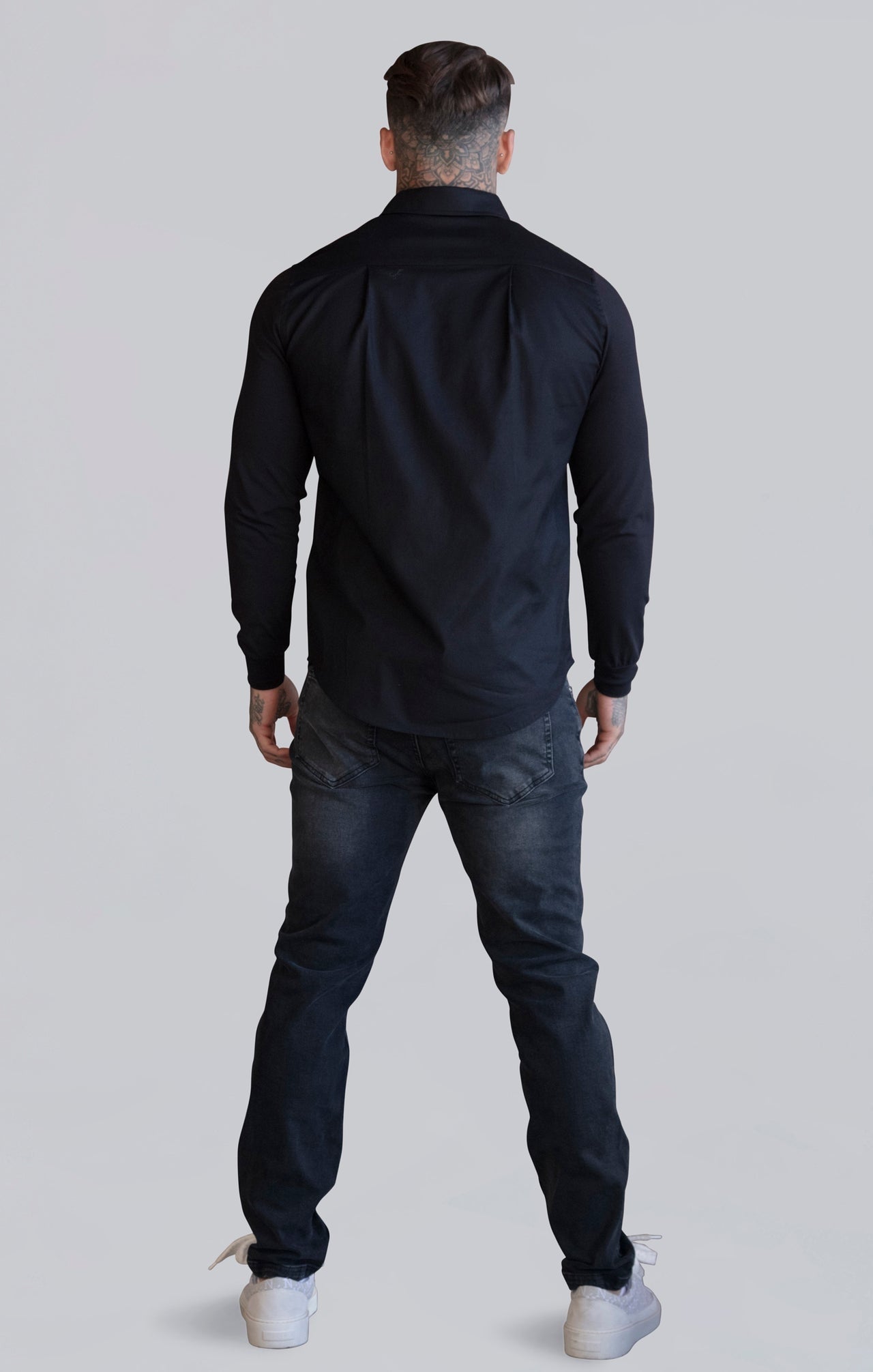 SIKSILK koszula z długim rękawem czarna SS-26462 bawełna rozmiar XXL