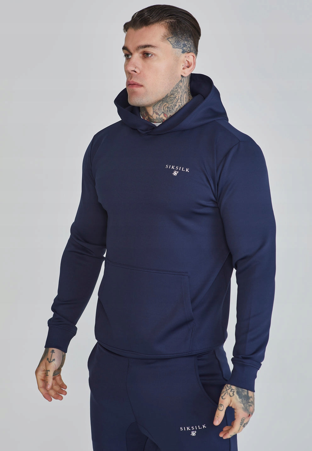 SIKSILK bluza dresowa niebieska SS-26416 Essentials Poly Hoodie S