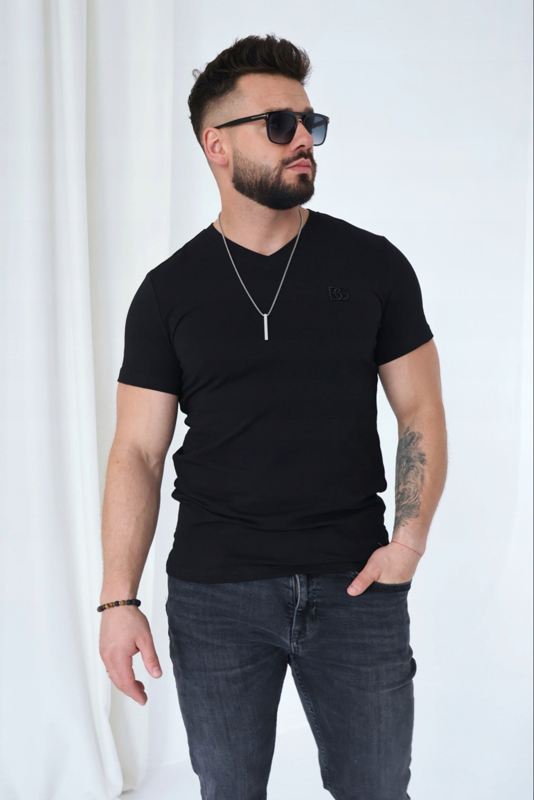 Brandenburg Couture T-SHIRT MĘSKI BG VOLTA | CZARNY bawełna rozmiar XL