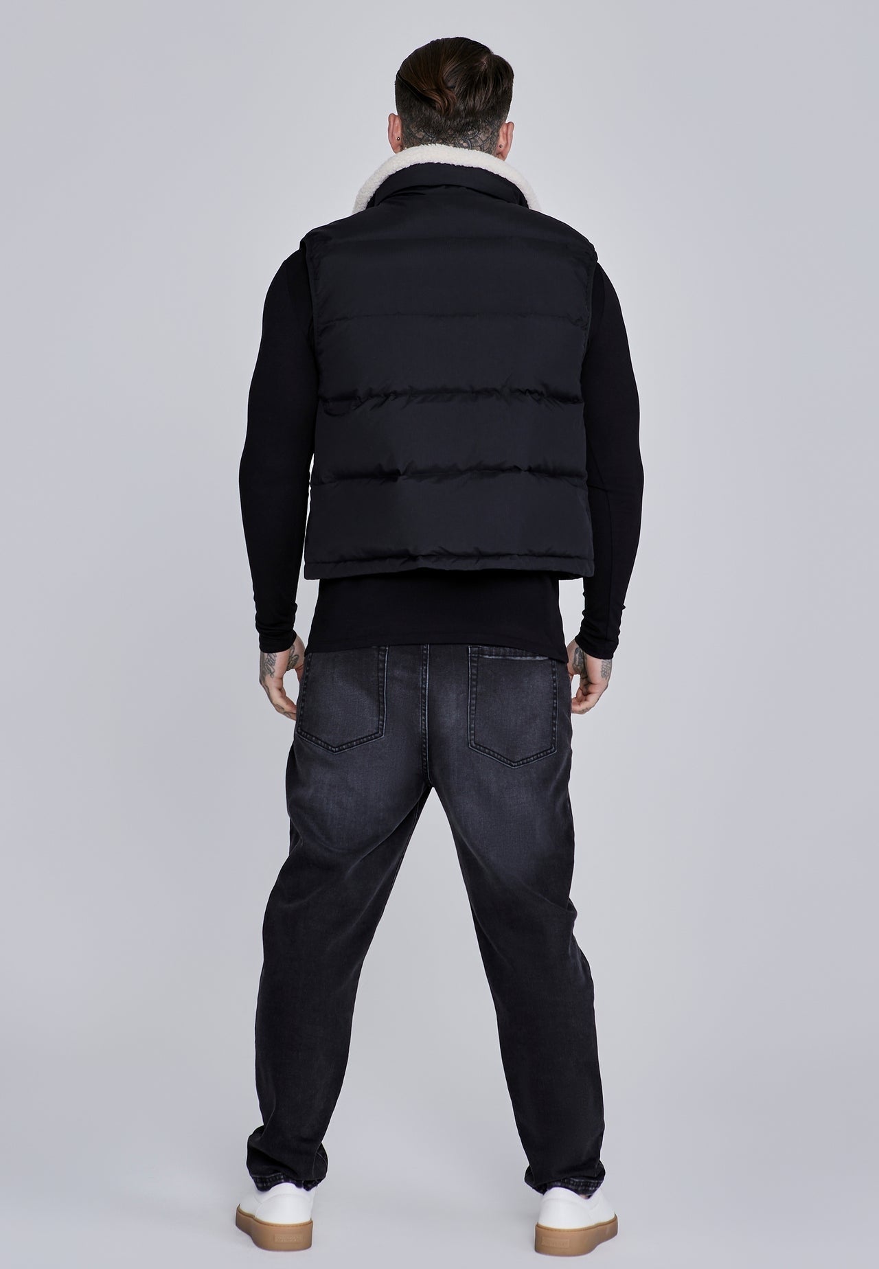 SIKSILK Męska kamizelka czarna SS-27495 Gilet baranek rozmiar S