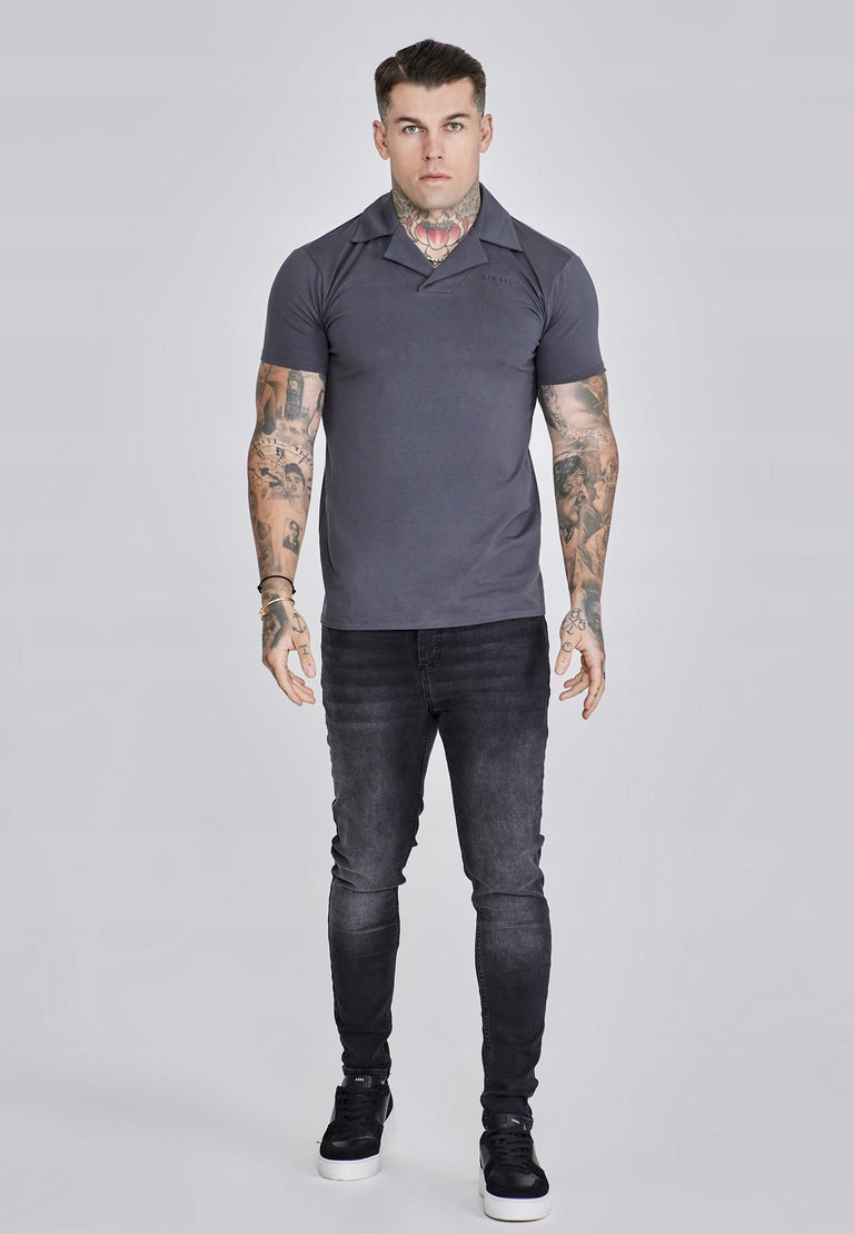 SIKSILK Koszulka Polo Szara SikSilk Smart Revere Polo SS-27790 rozmiar XL