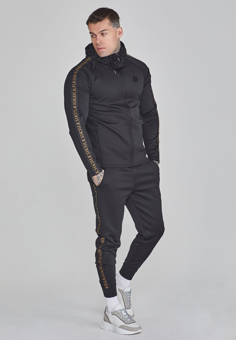 SIKSILK bluza z kapturem męska czarna rozpinana rozmiar S