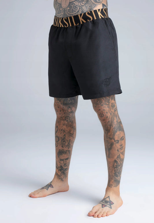 SIKSILK Szorty kąpielówki krótkie spodenki czarne SS-25006 do pływania M
