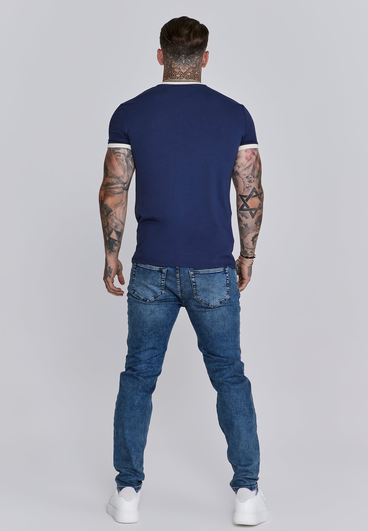 SIKSILK T-shirt męski niebieski SS-26763 koszulka Ringer T-shirt rozmiar M