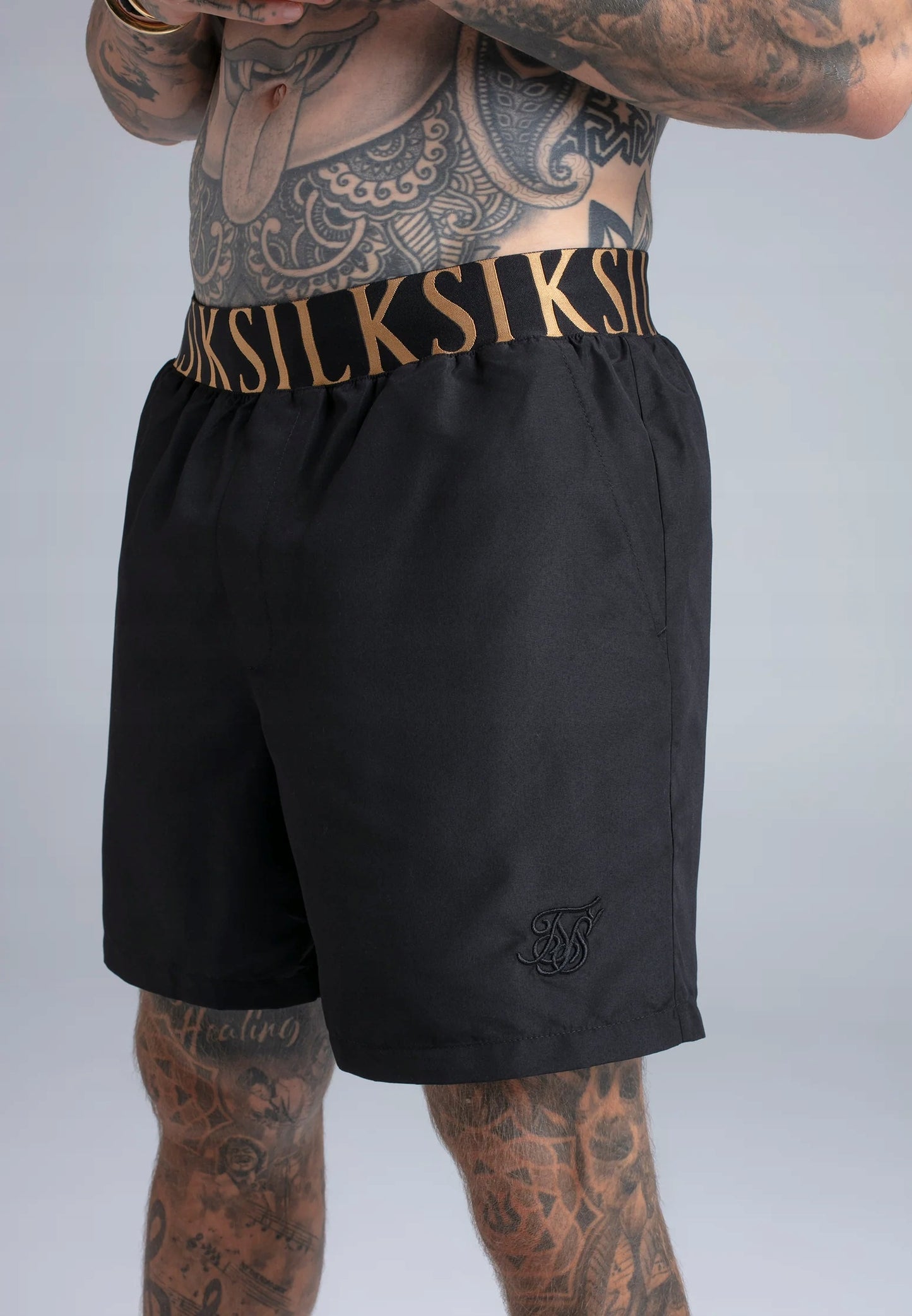 SIKSILK Szorty kąpielówki krótkie spodenki czarne SS-25006 do pływania XL