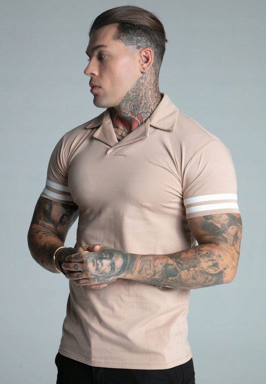 SIKSILK Koszulka Polo brązowa SikSilk Tournament Revere Polo SS-27528 L