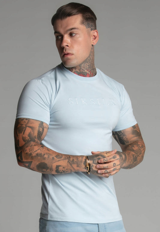SIKSILK T-shirt męski niebieski SS-27372 koszulka Muscle Fit T-shirt roz XL