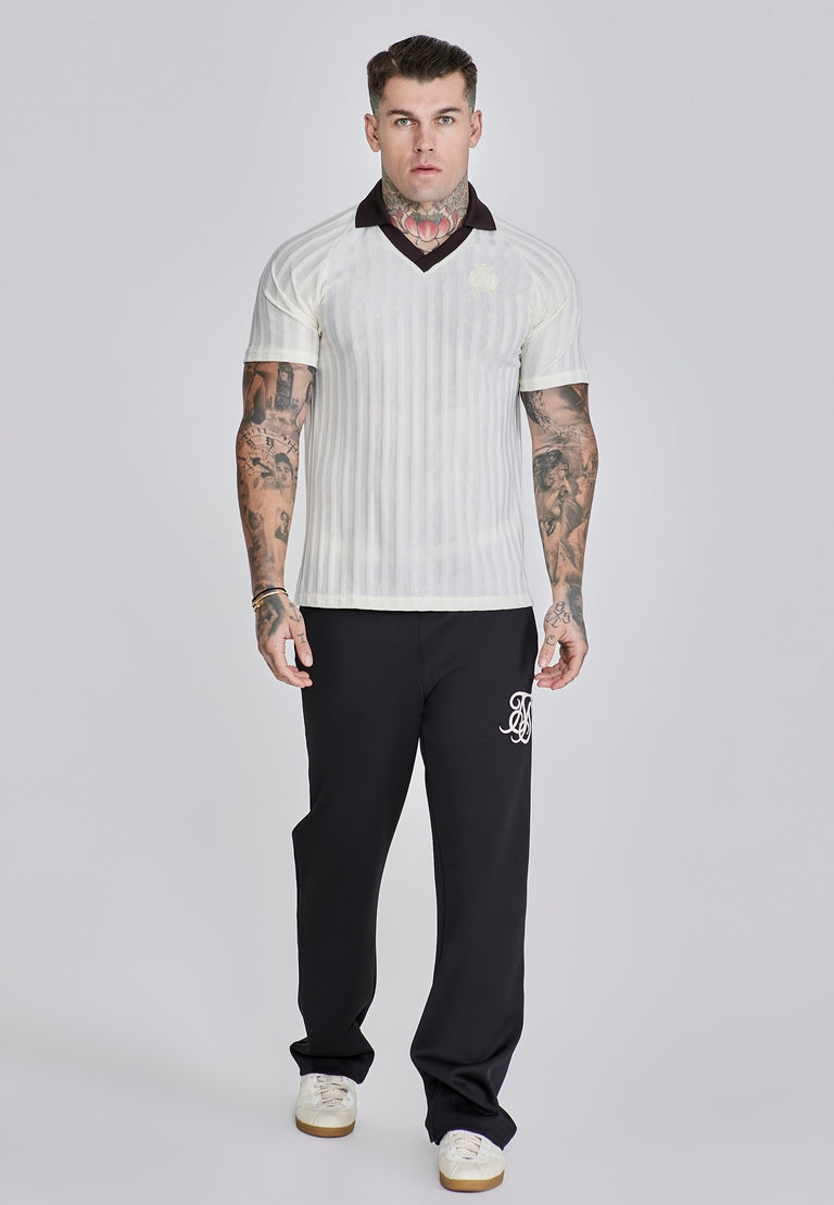 SIKSILK Koszulka polo męska biała ECRU Polo T-Shirt SS-27879 rozmiar S