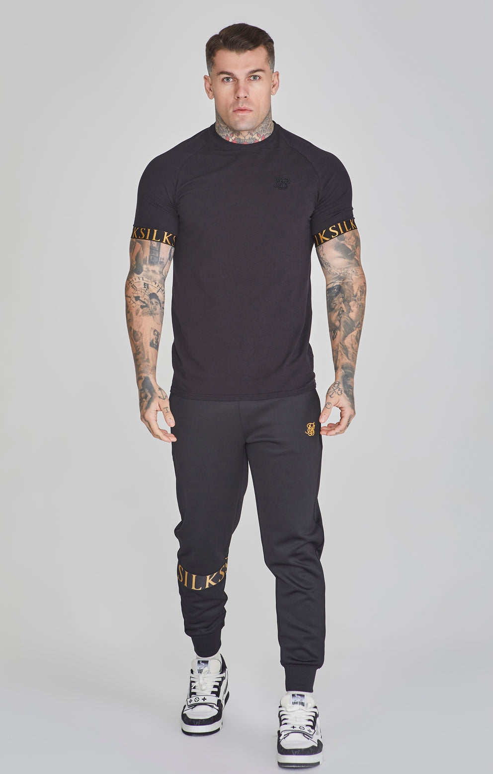 SIKSILK T-Shirt męski czarny Tech T-Shirt SS-26099 rozmiar S