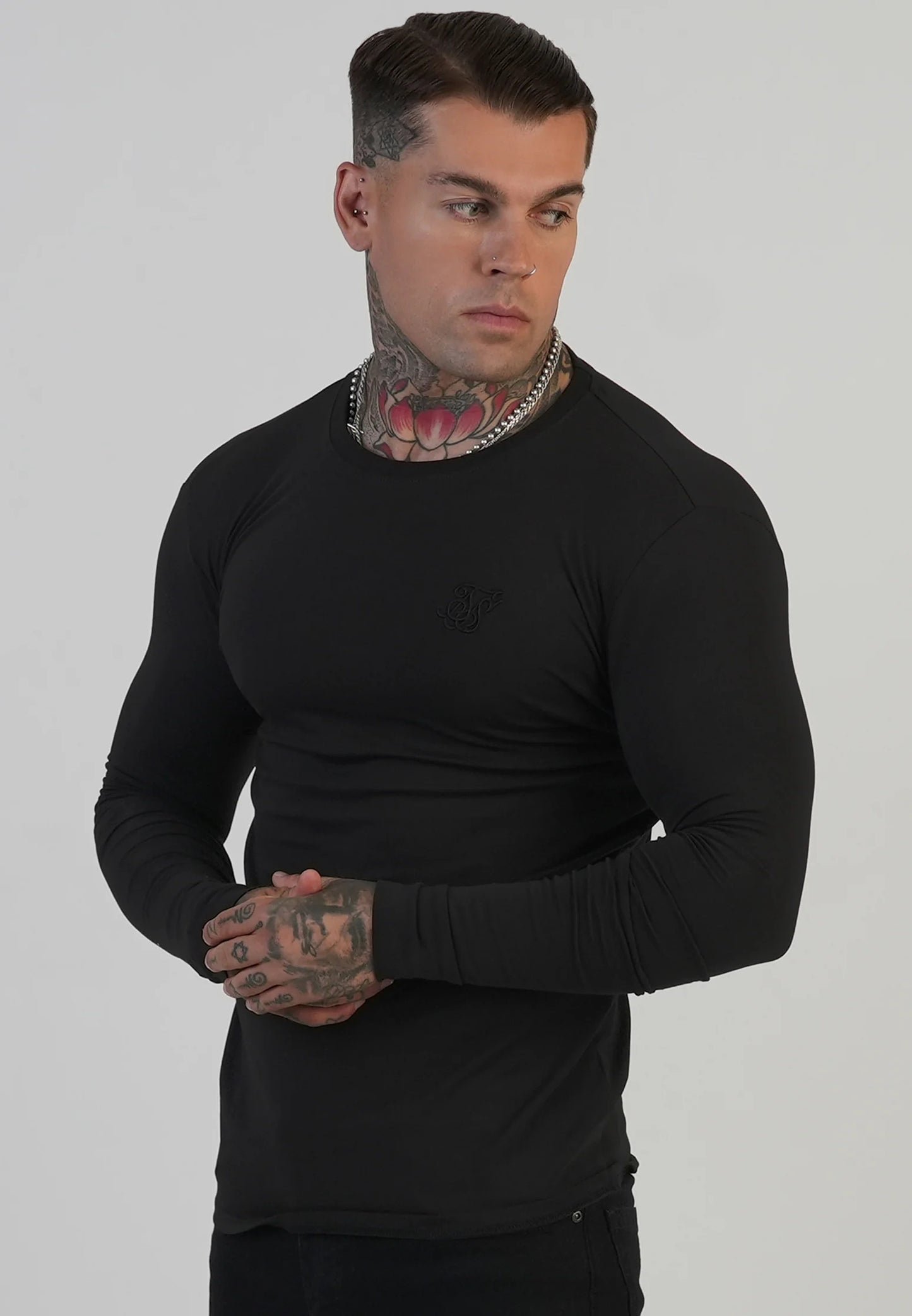 SIKSILK koszulka z długim rękawem Long Sleeve T-Shirt SS-28354 czarny S