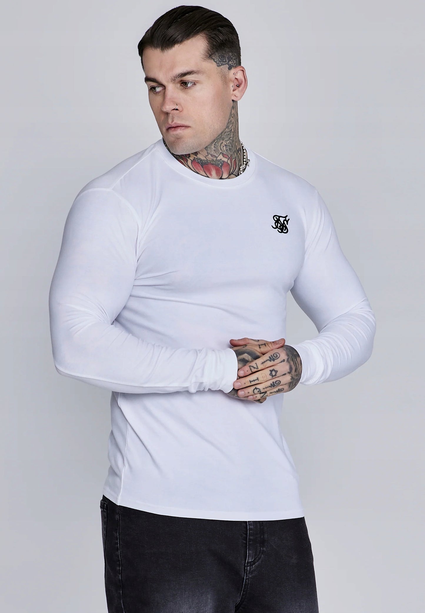SIKSILK koszulka z długim rękawem Long Sleeve T-Shirt SS-28462 biała S