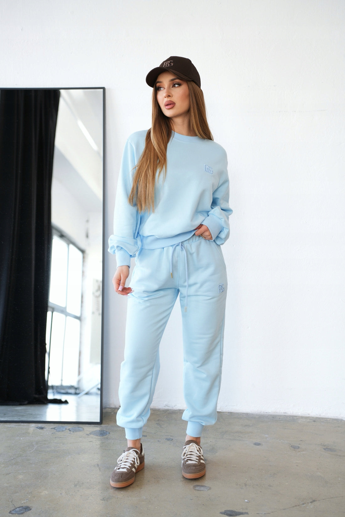 BRANDENBURG Komplet dresowy niebieski damski BG BASIC dresy baby blue r. M