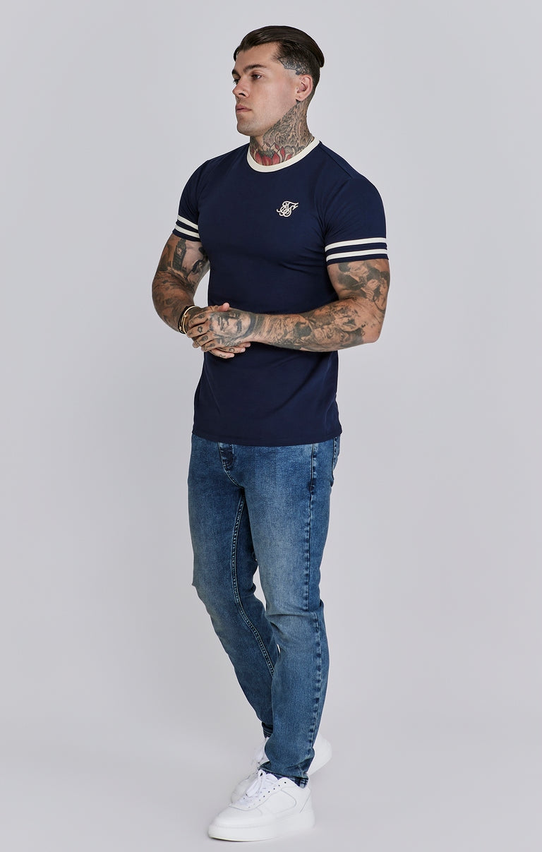 SIKSILK T-Shirt męski niebieski granatowy SS-26756 rozmiar S