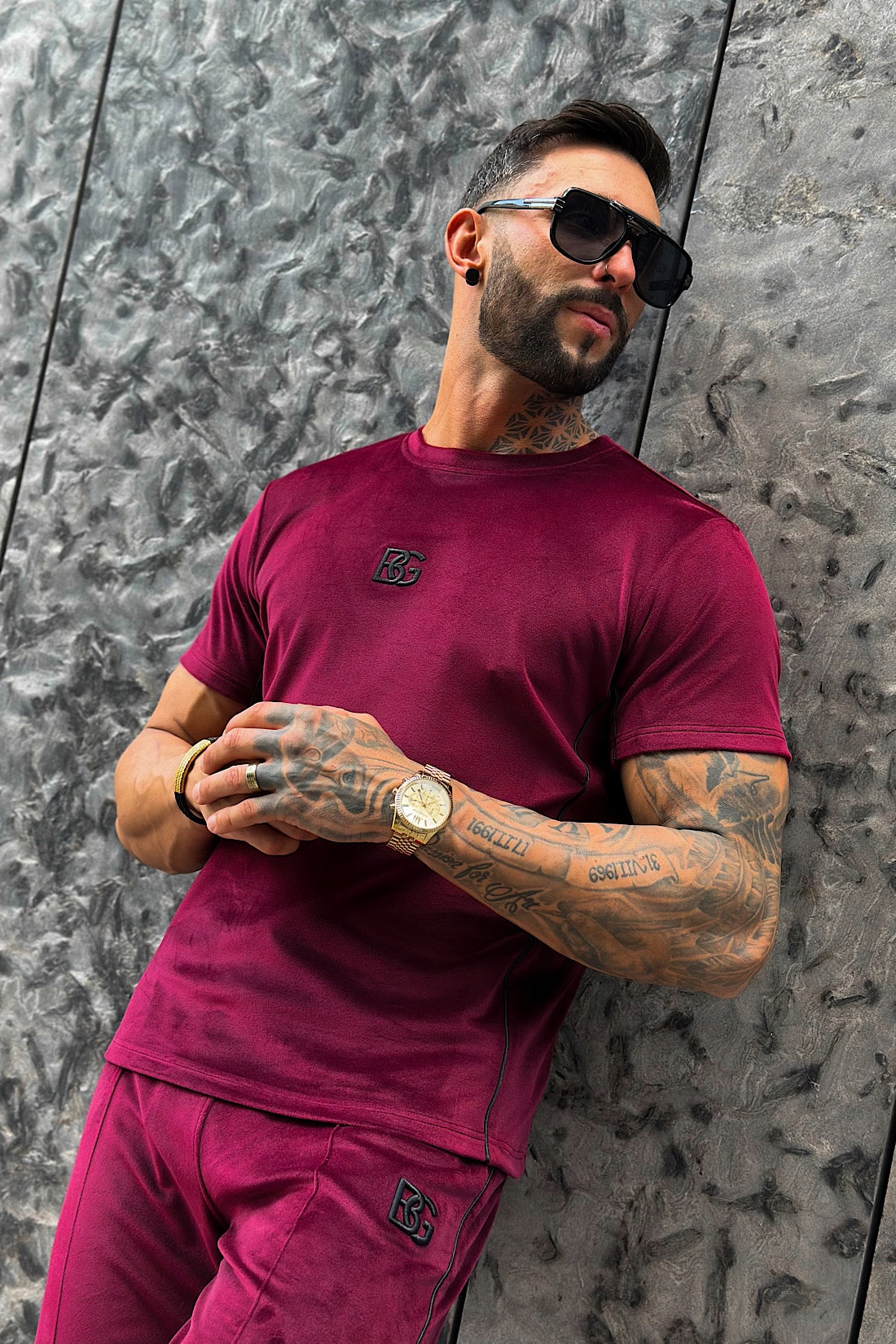 Brandenburg komplet dresowy krótki t-shirt i spodenki ALONSO I SILK bordo M
