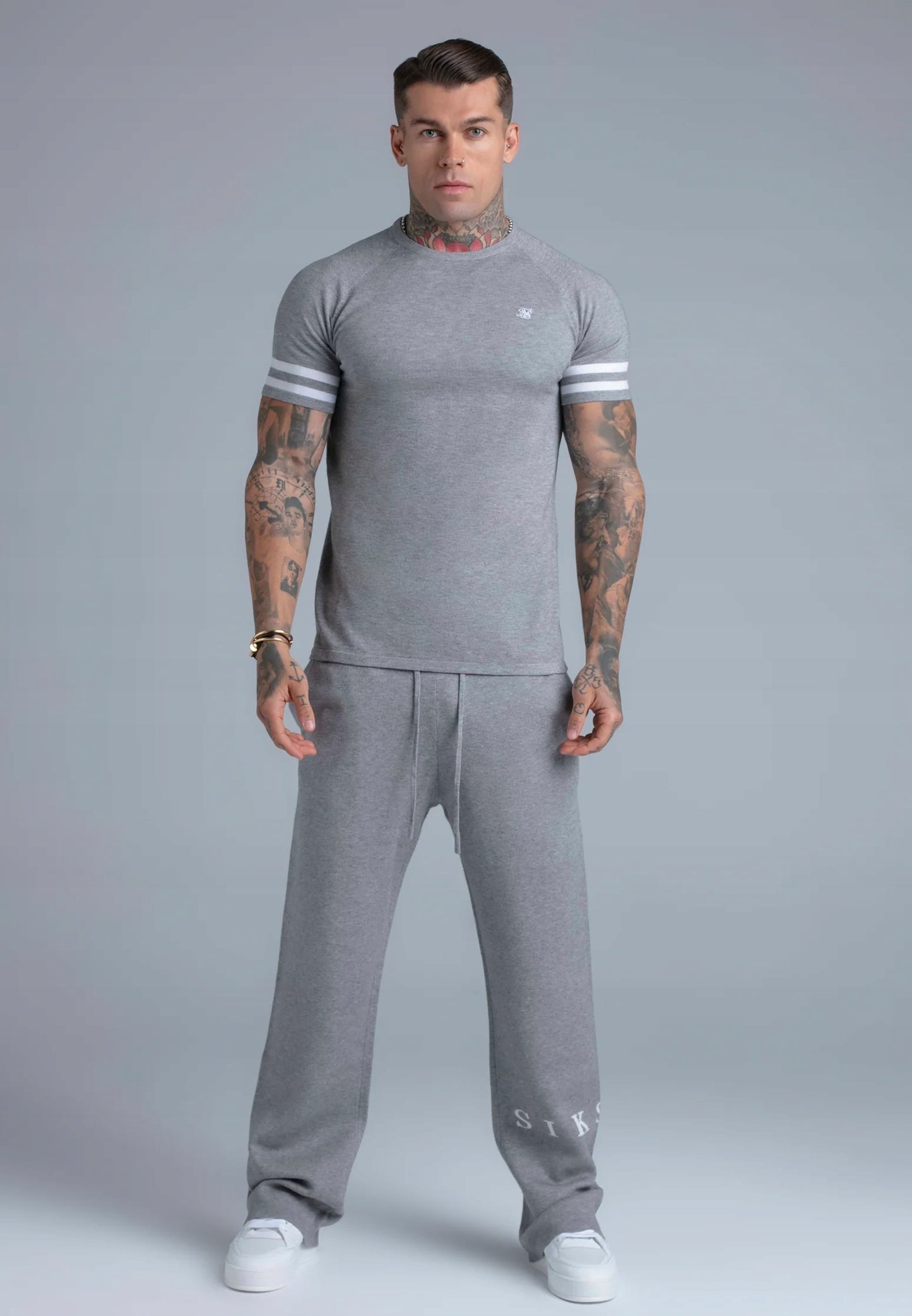SIKSILK T-Shirt szary koszulka szara SS-28400 Knitted T-Shirt rozmiar S