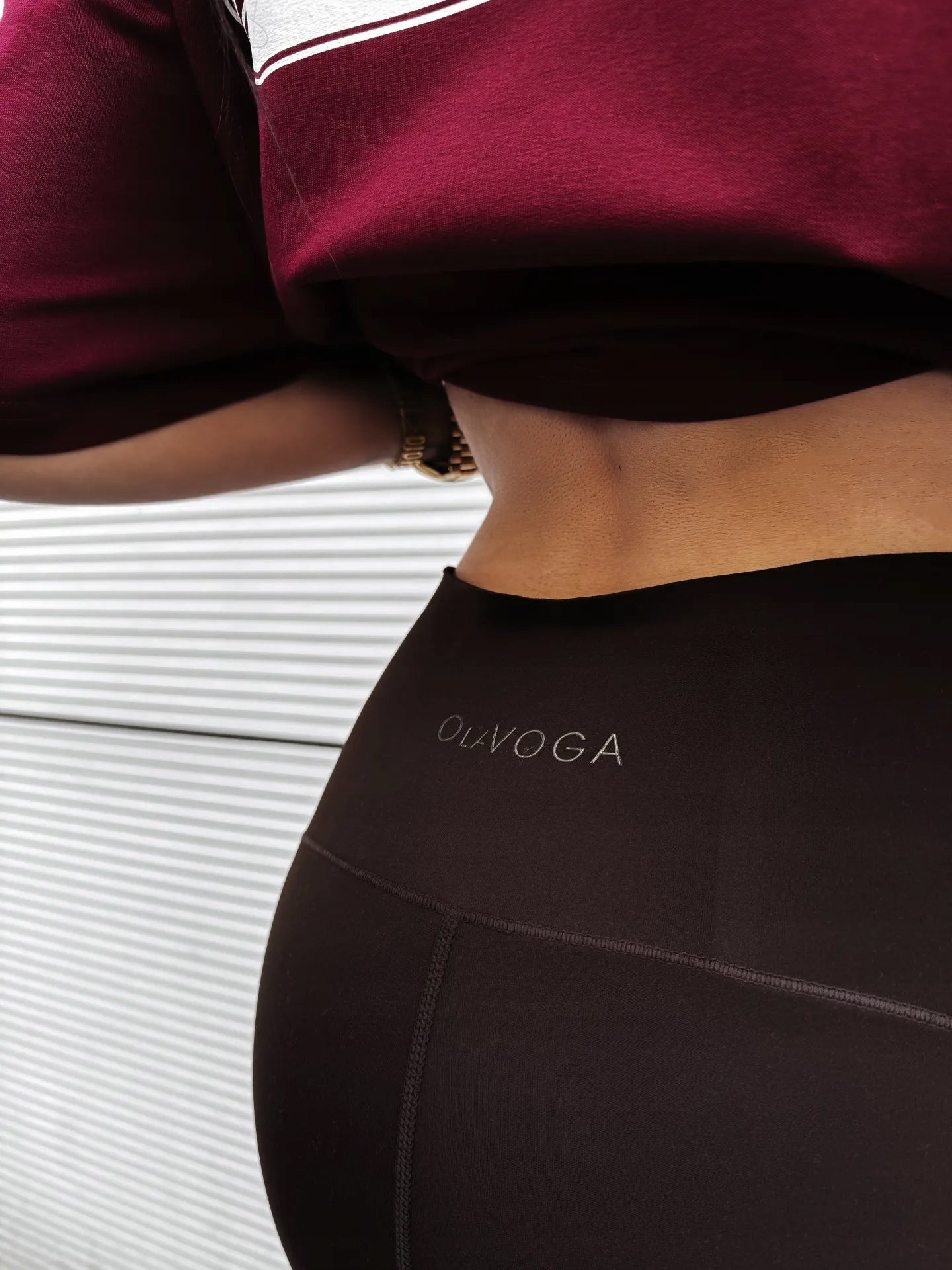 OlaVoga legginsy damskie LUCIA klasyczne długa rozmiar M brązowe