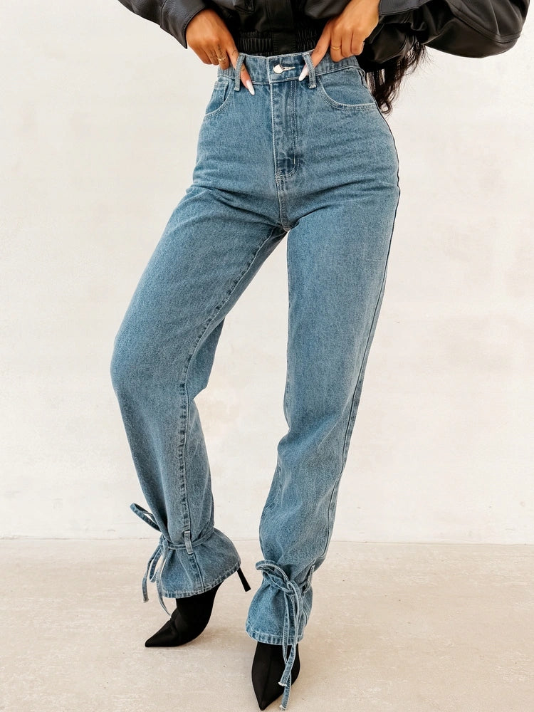 Spodnie damskie OLAVOGA REIRY 2026 niebieskie - ROZMIAR S JEANS