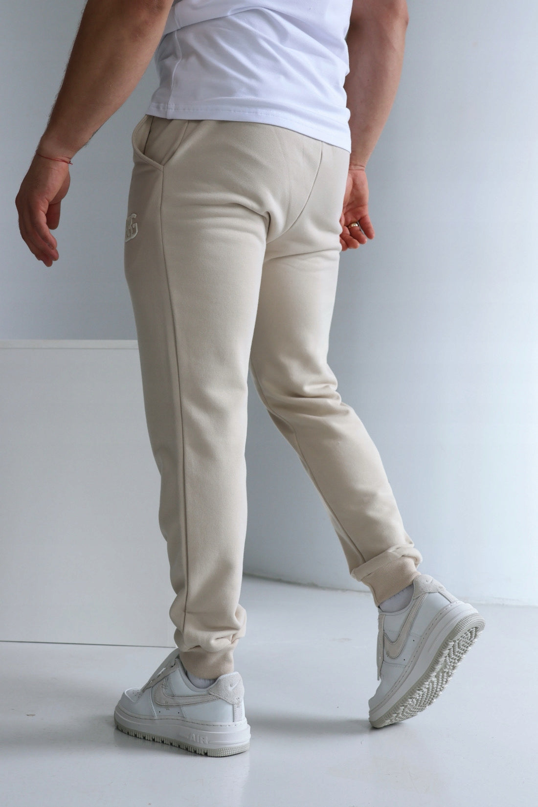 BRANDENBURG KOMPLET DRESOWY BG BASIC BEŻOWY DRES BLUZA SPODNIE BEŻ rozm. L