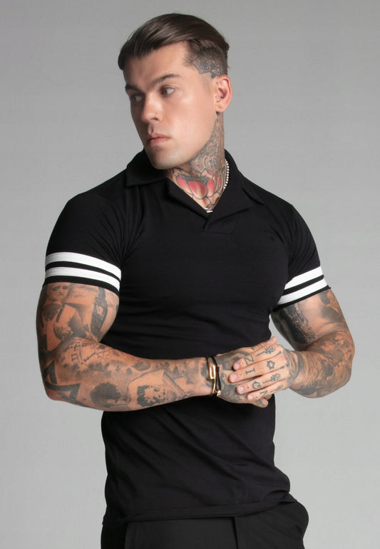 Siksilk czarna koszulka polo SS-27527 Tournament Revere Polo rozmiar S