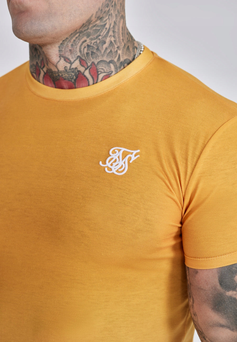 SIKSILK T-shirt męski pomarańczowy SS-27228 koszulka Fade T-shirt rozmiar L