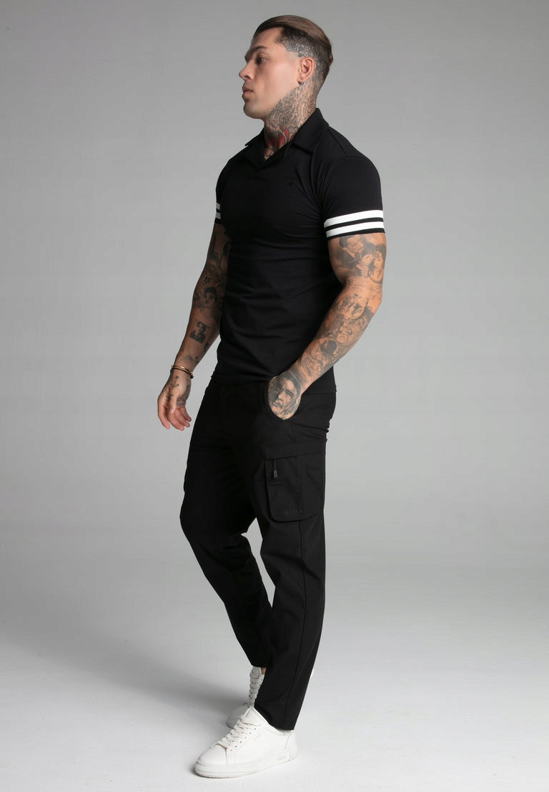 Siksilk czarna koszulka polo SS-27527 Tournament Revere Polo rozmiar S