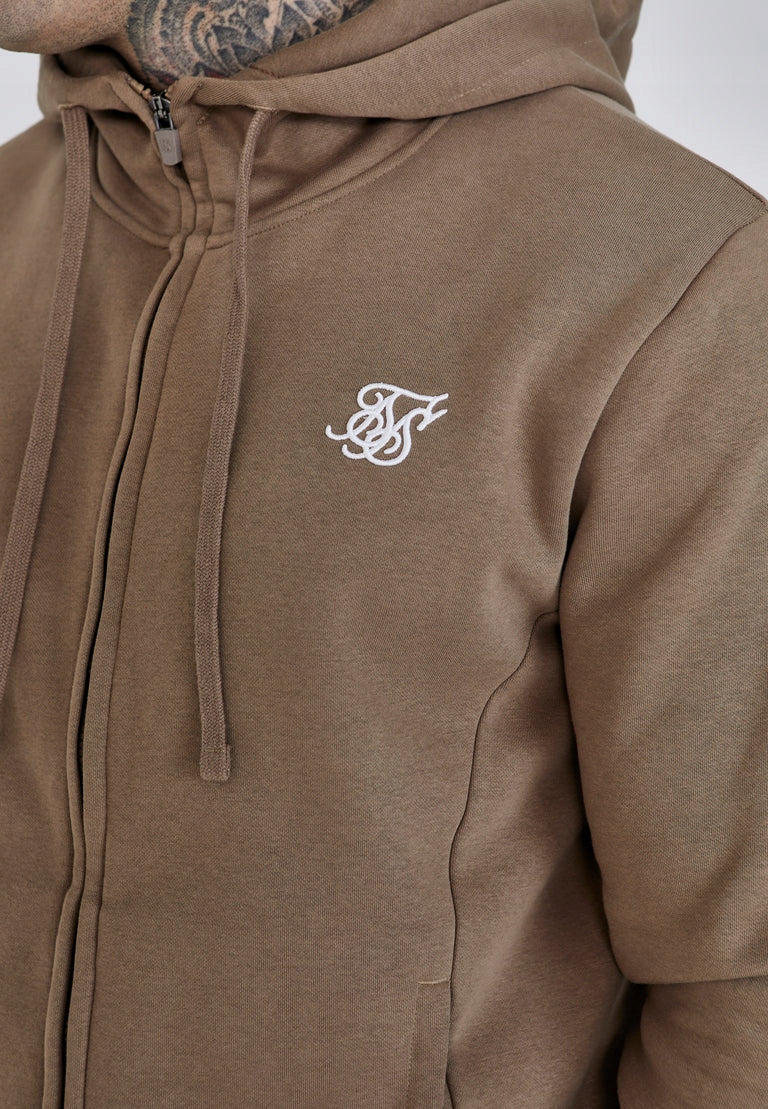 Siksilk Essentials Hoodie SS-26984 Bluza z Kapturem Rozpinana brązowa XL