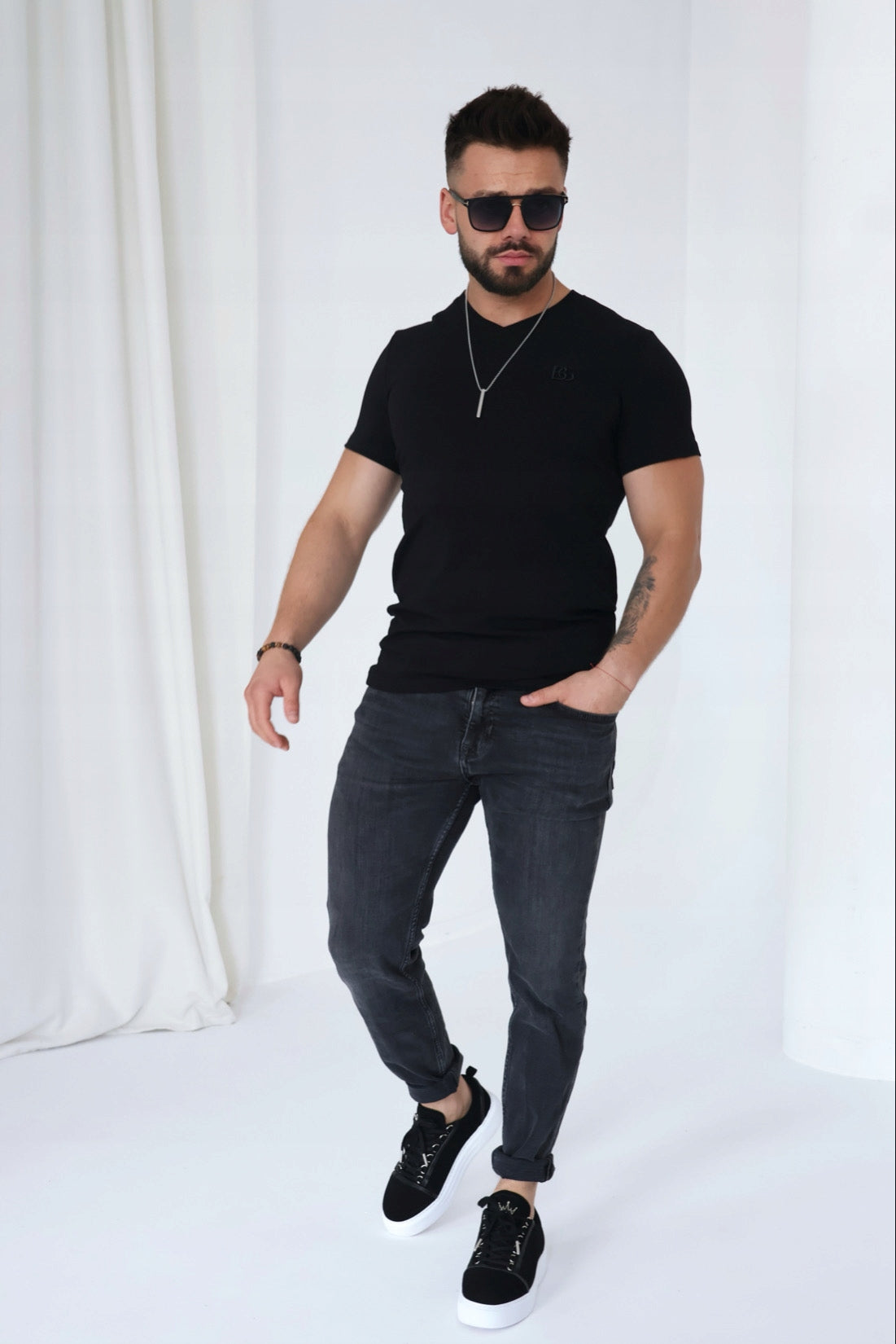 Brandenburg Couture T-SHIRT MĘSKI BG VOLTA | CZARNY bawełna rozmiar XL