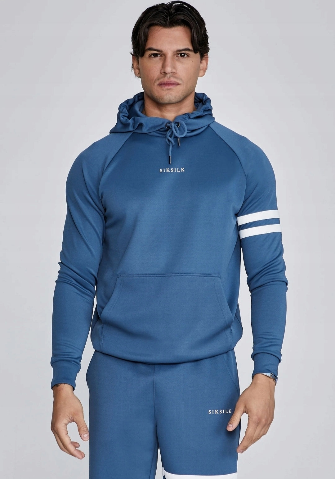 SIKSILK bluza z kapturem męska niebieska SS-26993 rozmiar S