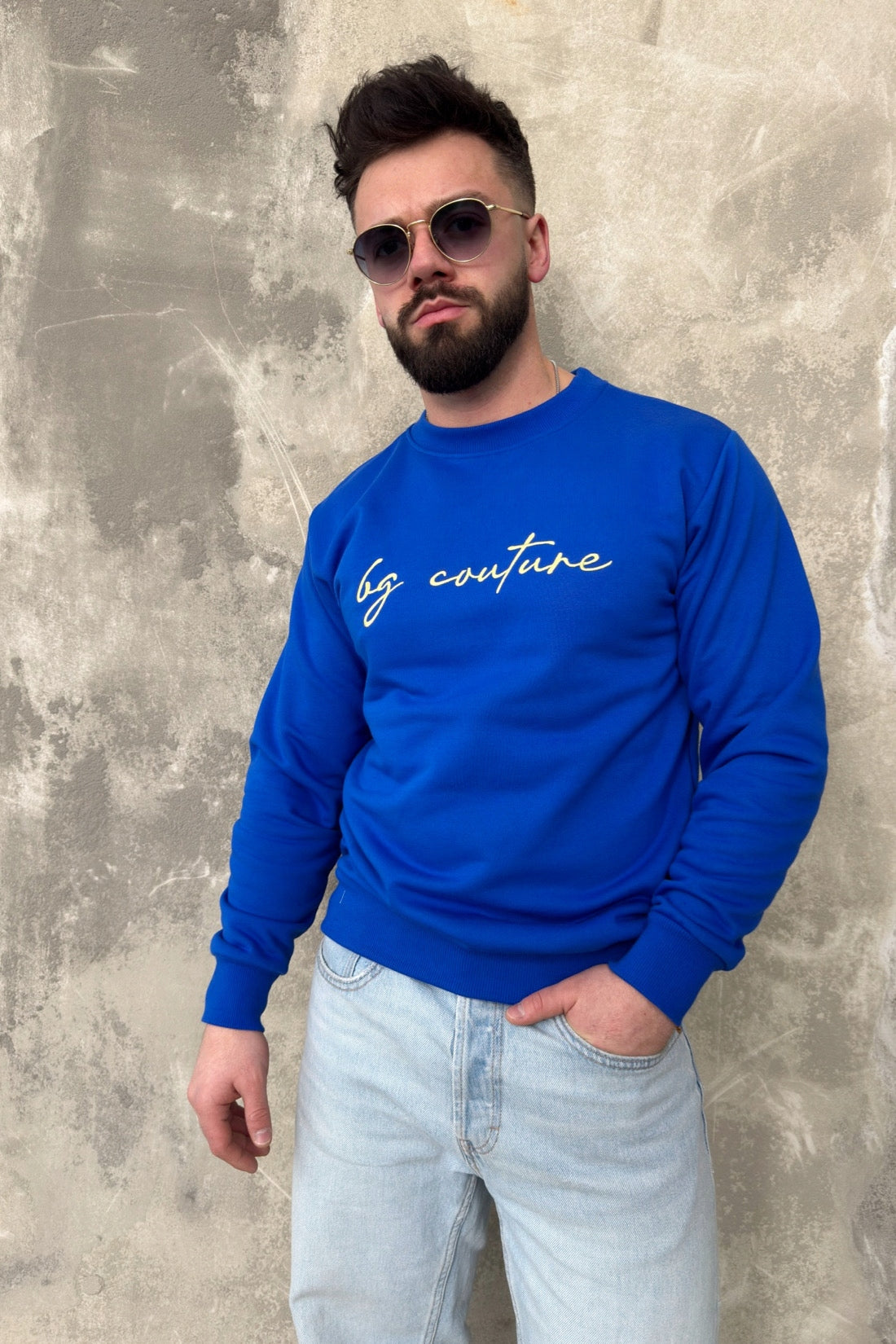 BRANDENBURG COUTURE BLUZA MĘSKA bawełna BG EARLY NIEBIESKA CHABER rozmiar L