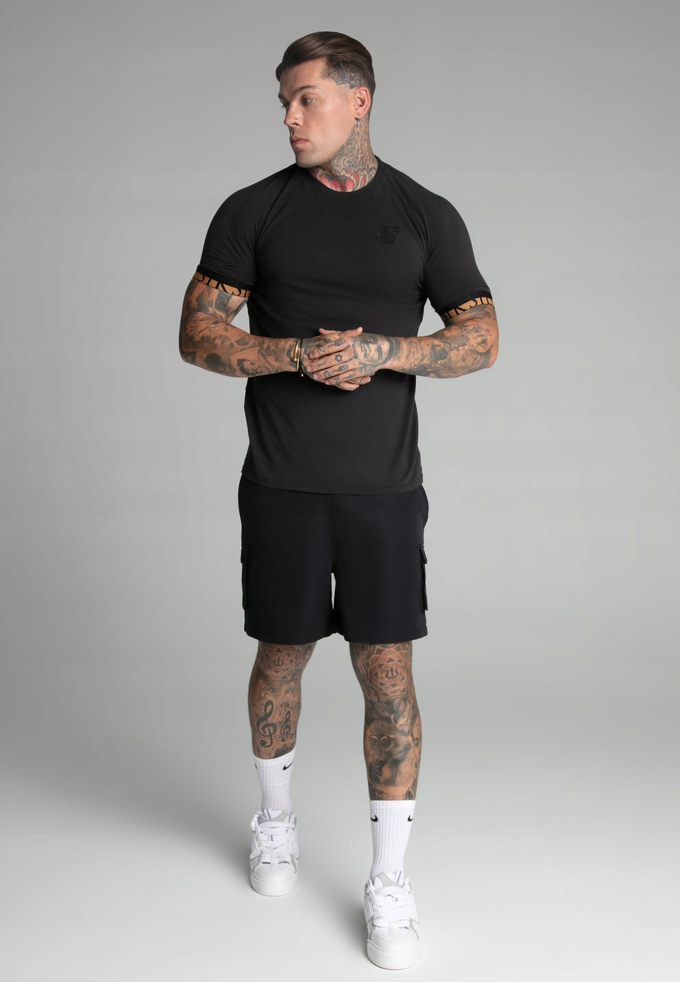 SIKSILK T-shirt męski czarny SS-27392 Tech T-shirt rozmiar S