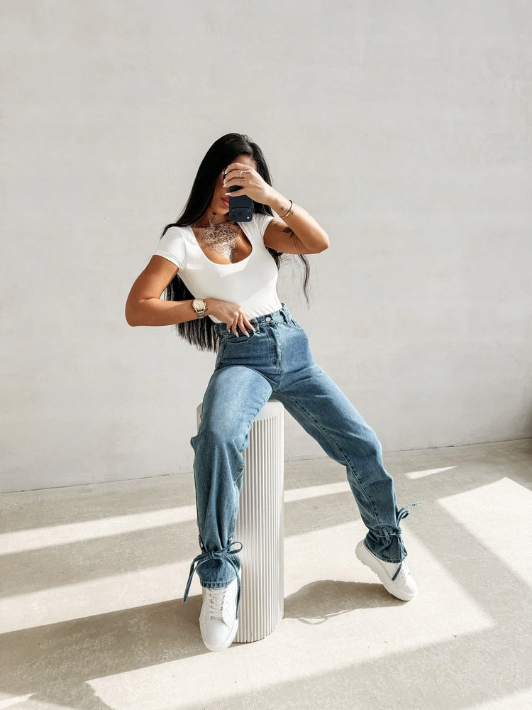 Spodnie damskie OLAVOGA REIRY 2026 niebieskie - ROZMIAR S JEANS
