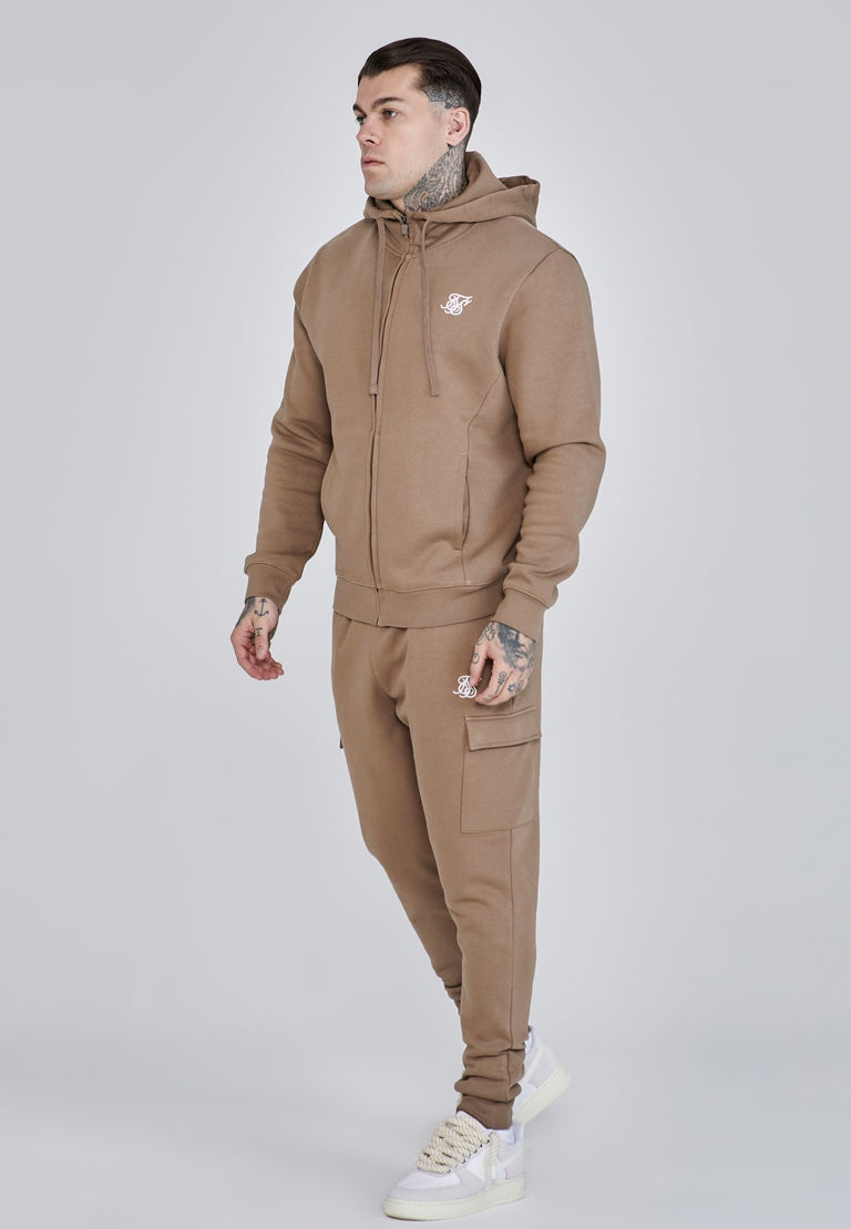 Siksilk Essentials Hoodie SS-26984 Bluza z Kapturem Rozpinana brązowa XL