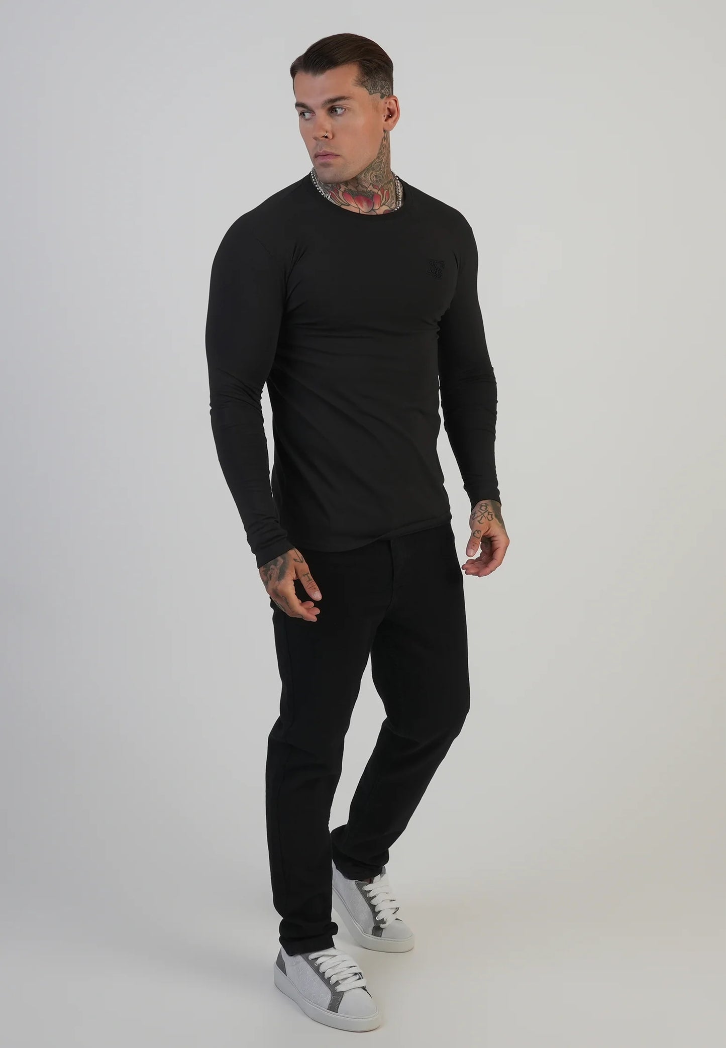 SIKSILK koszulka z długim rękawem Long Sleeve T-Shirt SS-28354 czarny XXL