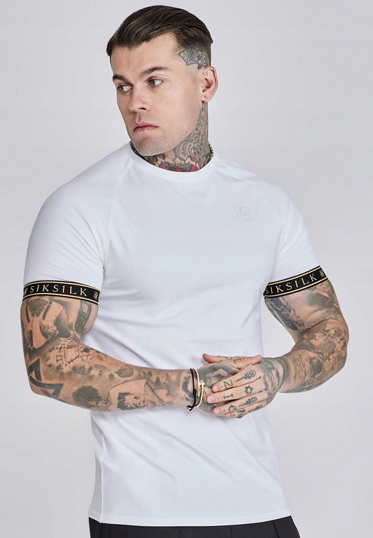 SIKSILK T-shirt męski biały SS-27716 Tech T-shirt rozmiar L