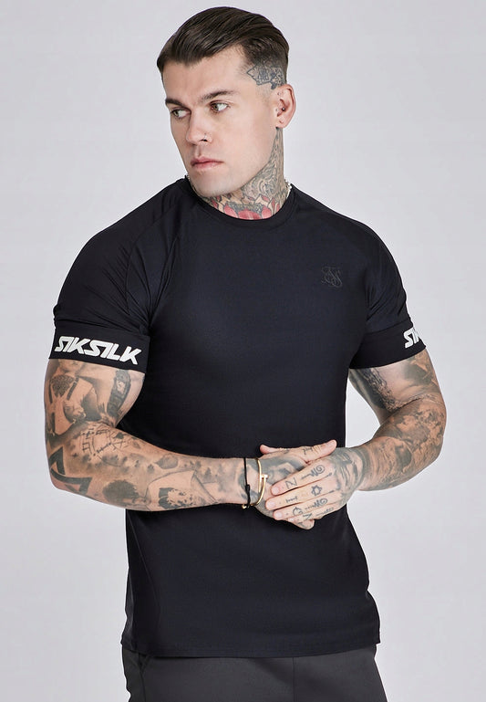 SIKSILK T-shirt męski czarny SS-27880 Tech T-shirt rozmiar L