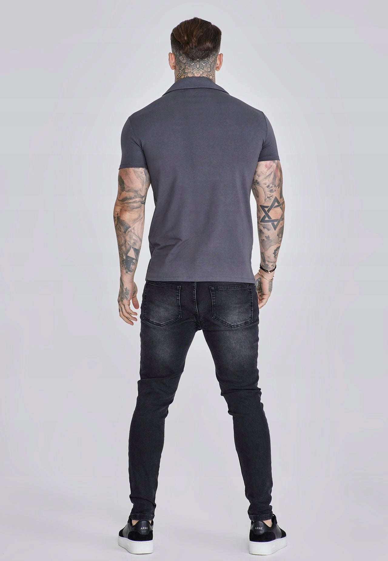 SIKSILK Koszulka Polo Szara SikSilk Smart Revere Polo SS-27790 rozmiar L