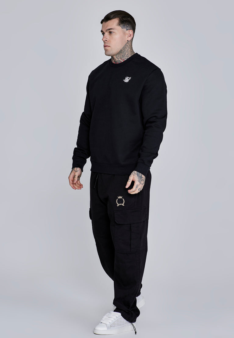 SIKSILK Bluza bez Kaptura Essentials Sweater SS-28342 czarna XL