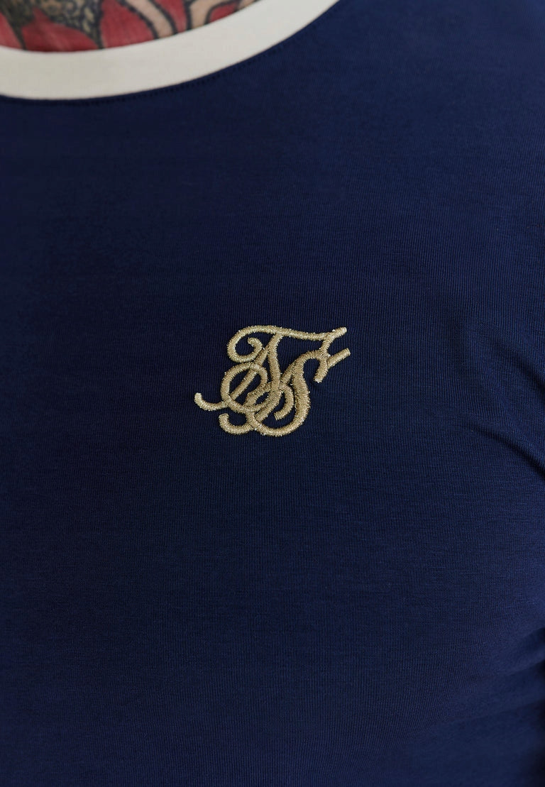 SIKSILK T-shirt męski niebieski SS-26763 koszulka Ringer T-shirt rozmiar M