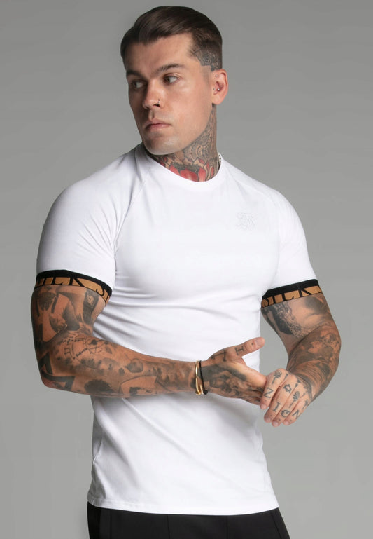SIKSILK T-shirt męski biały SS-27393 Tech T-shirt rozmiar M